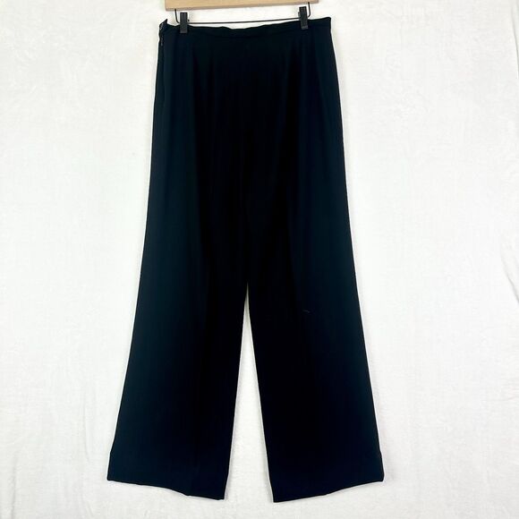 MaxMara Wide Leg Trouser Pants Size 10 Black Triacetate Quiet Luxury Career - Picture 2 of 5
